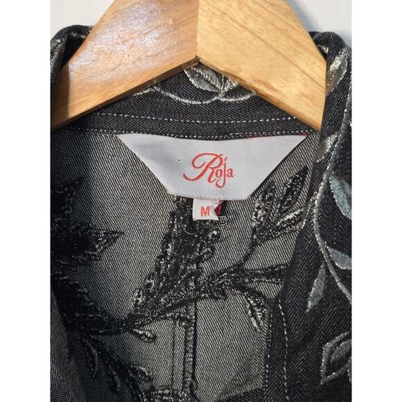 Roja Denim Western Embroidered Fringe Denim Tunic Top Shirt Button Front Medium - Picture 7 of 11